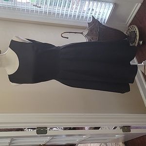 Tara Seagull black sleeveless pleated dress Tie waist round neck lined XL New …